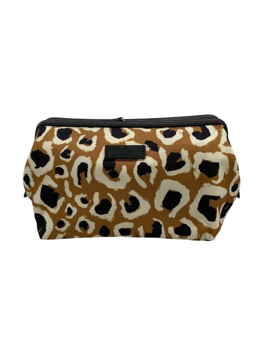Gucci Pouch Light Brown White Black Leather